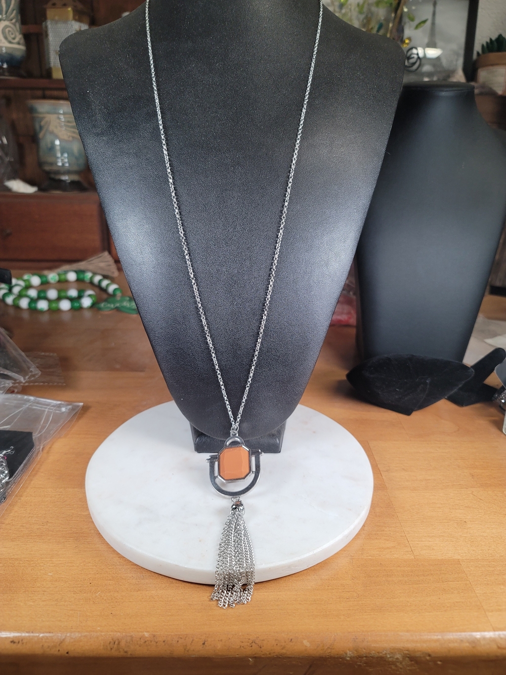 paparazzi Brown Pendant Tassel Necklace - Silver Chain